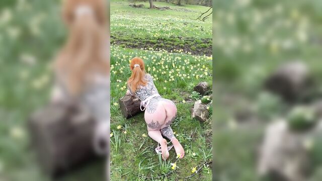 Redhead solo action with small tits, a perfect combination for a hot scene