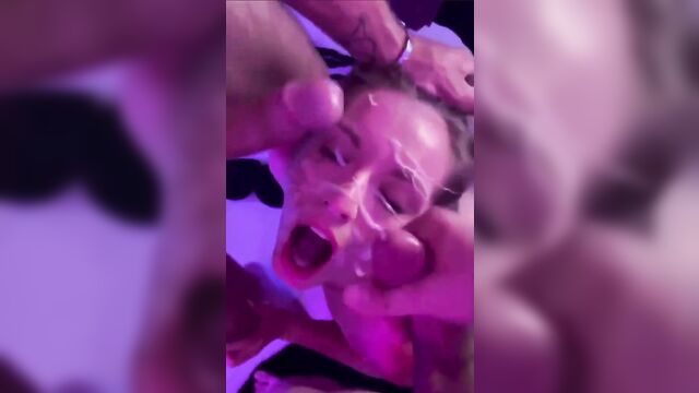 A girl got a facial after sex with a man with a big cock