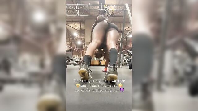 A juicy black woman works out and flaunts her big ass