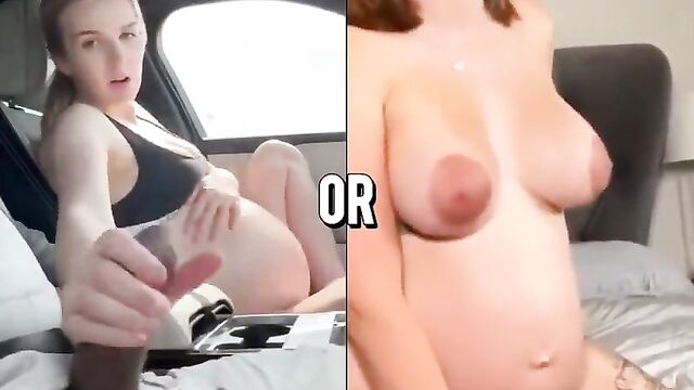 Daughter plays a naughty game with her pregnant mother