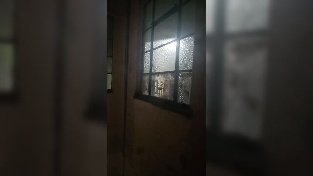 Spying on his neighbor through the window is not cool