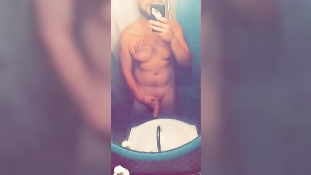 A guy masturbates his dick until he experiences a powerful orgasm