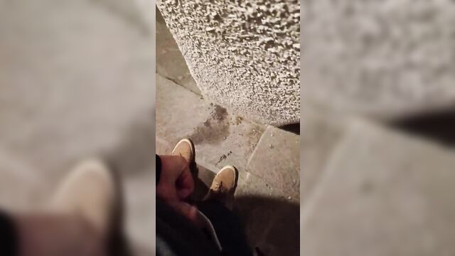 A quick evening pee on the wall public spot