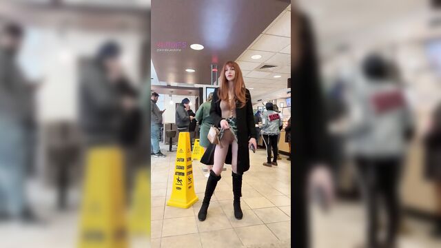 Girls are flashing their boobs to guys in the public area
