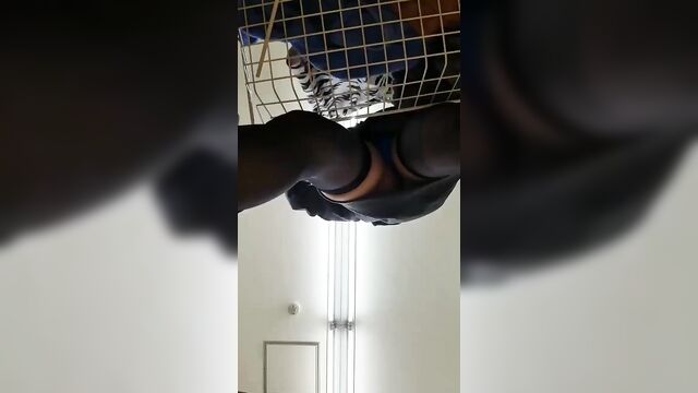 Public upskirt action with a daring young wife
