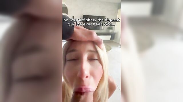 A whore girl demonstrates her deepthroat skills in a tiktok video