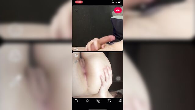 A cute girl masturbates her shaved pussy on video chat with fans