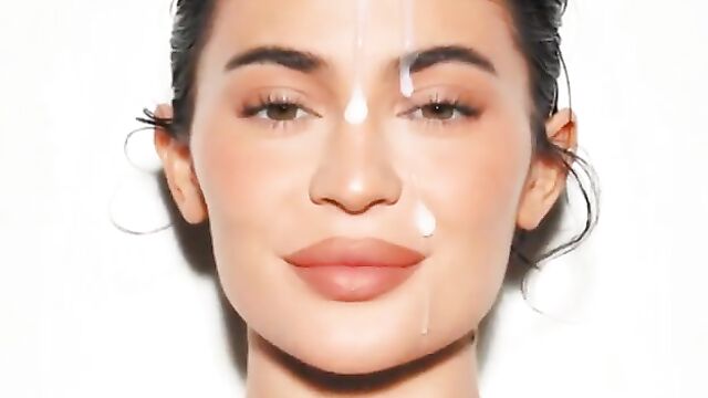 Billionaire kylie jenner's face gets completely covered with cum