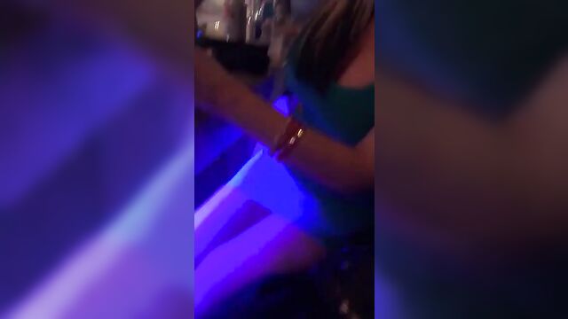 Lesbian beauties get groped at the bar