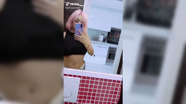 The girl dances naked on tiktok and changes clothes quickly