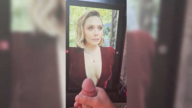 Elizabeth olsen gets her face covered with cum as a tribute